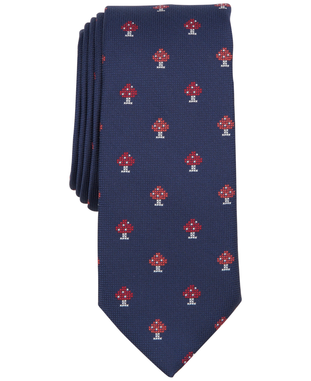 Bar III Mens Tie Bolivar Mushroom Necktie Dark Navy