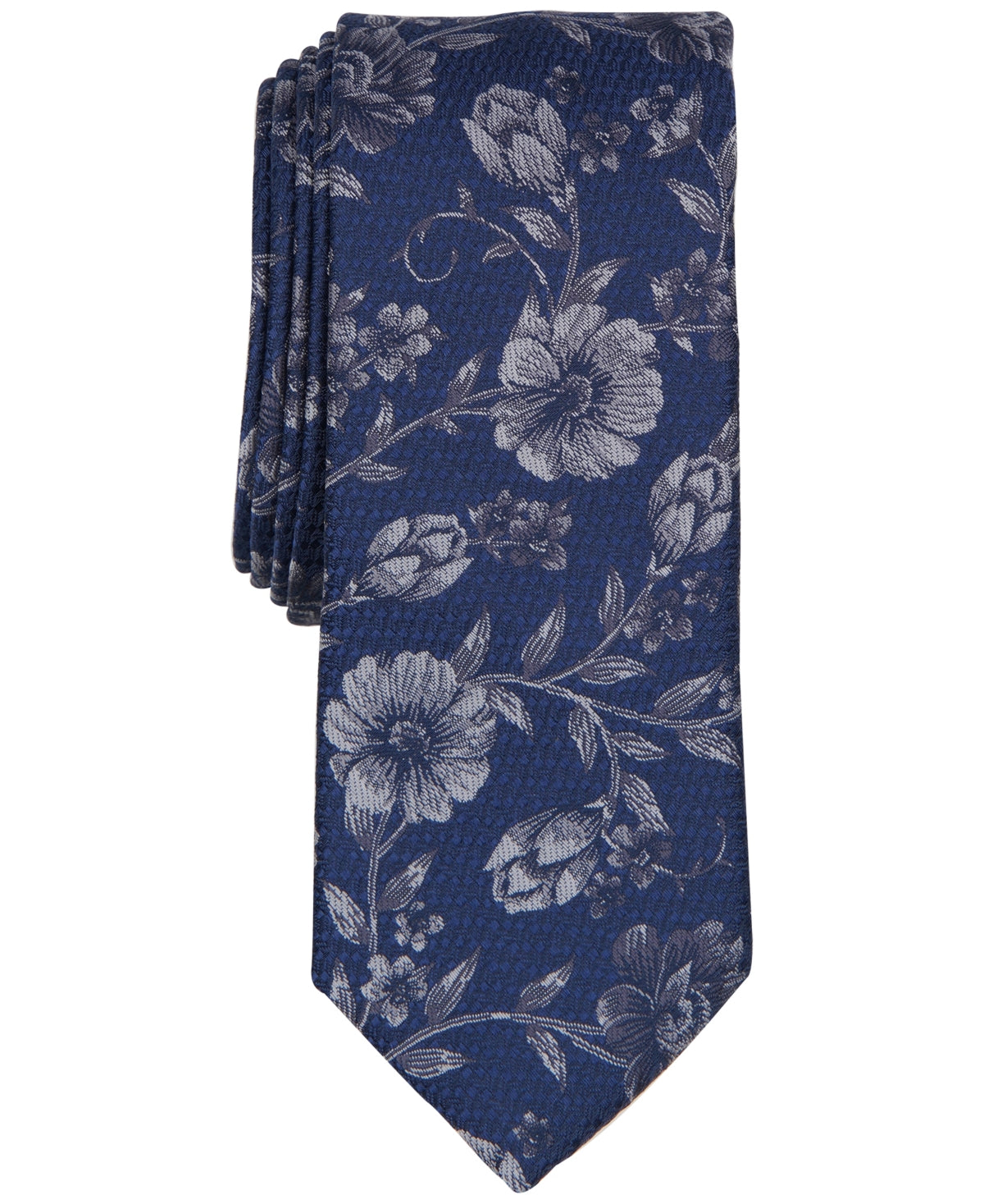 Bar III Mens Tie Waverly Floral Necktie Grey