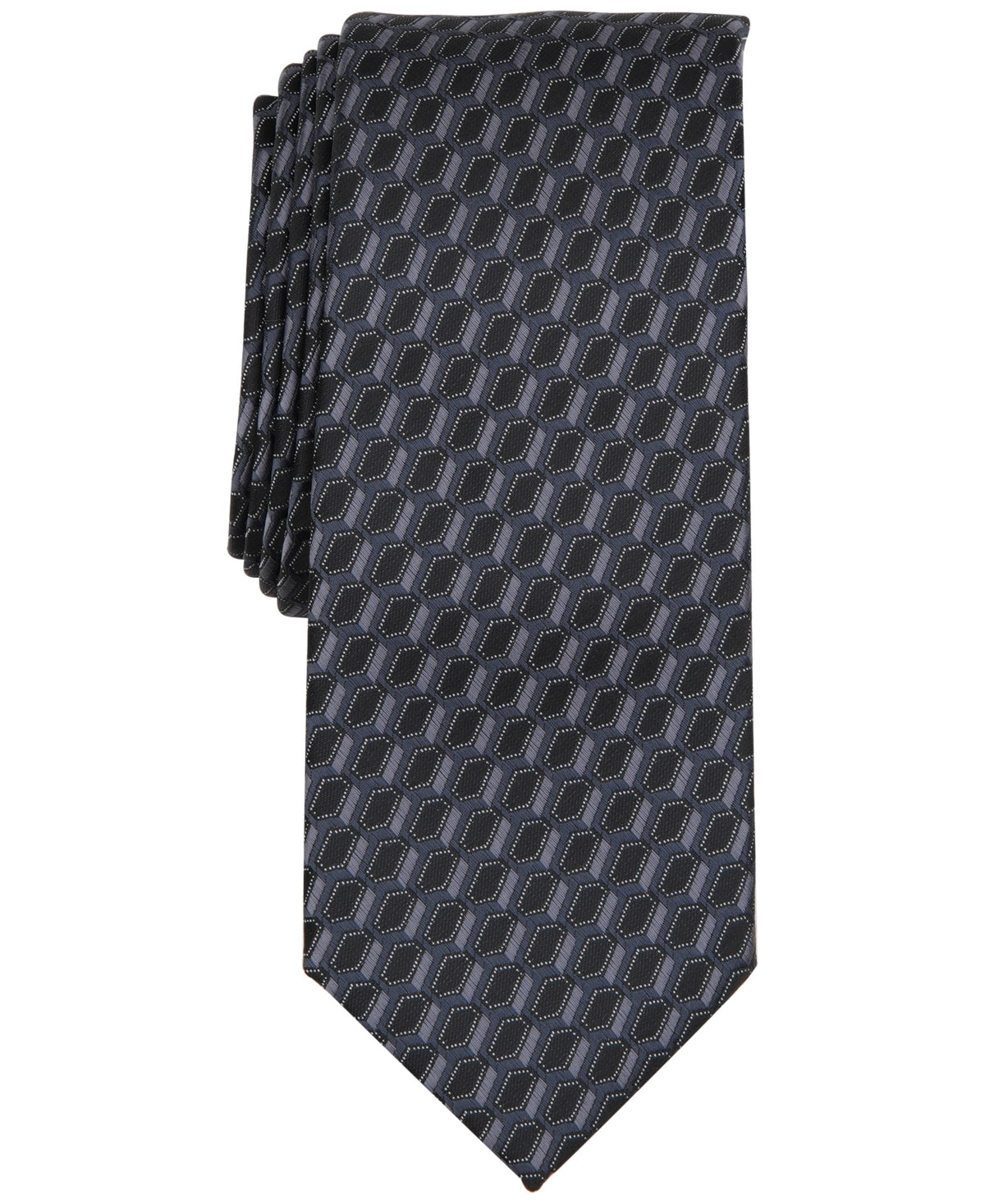 Alfani Men's Empire Geo Tie Print Charcoal Grey Necktie