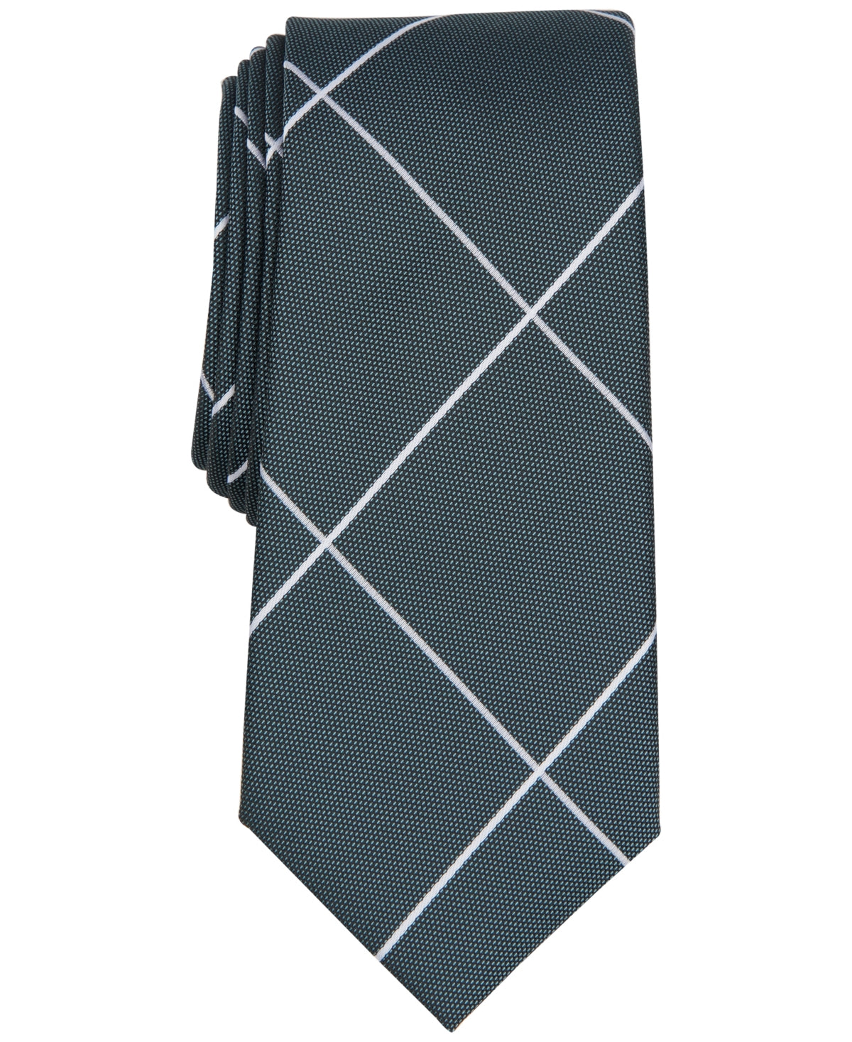 Alfani Men's Murray Grid Tie Hunter Green Necktie