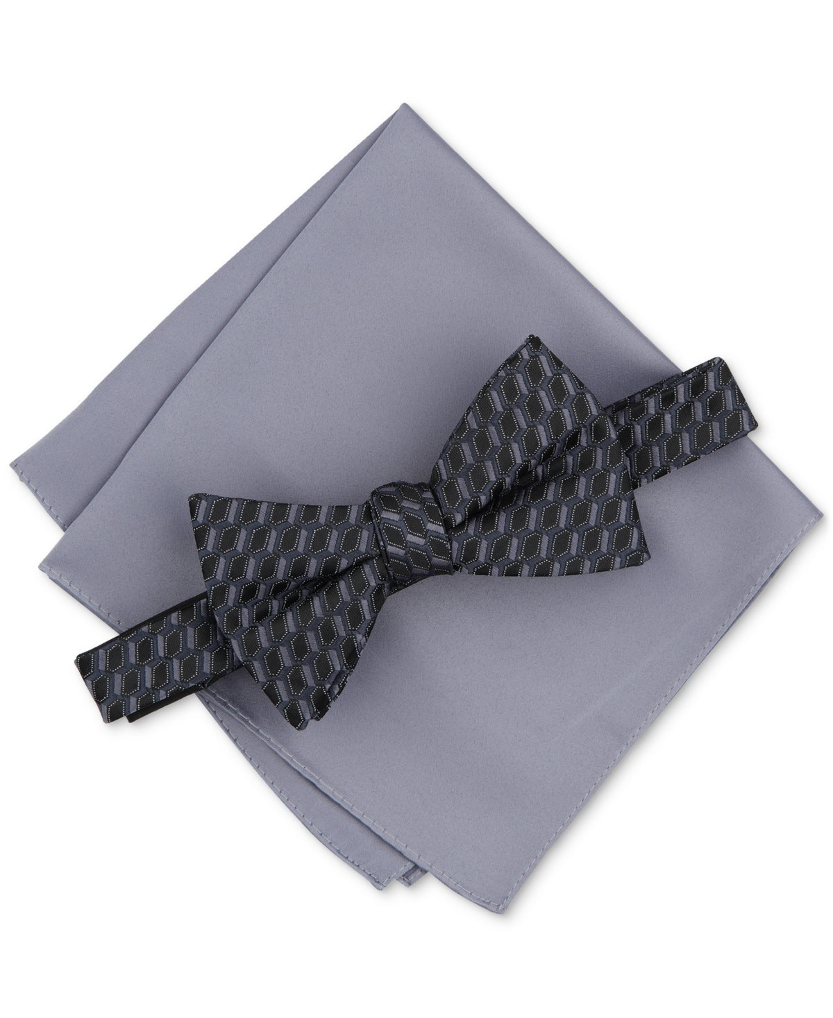 Alfani Mens Empire Geo Print Bow Tie Charcoal Grey Necktie