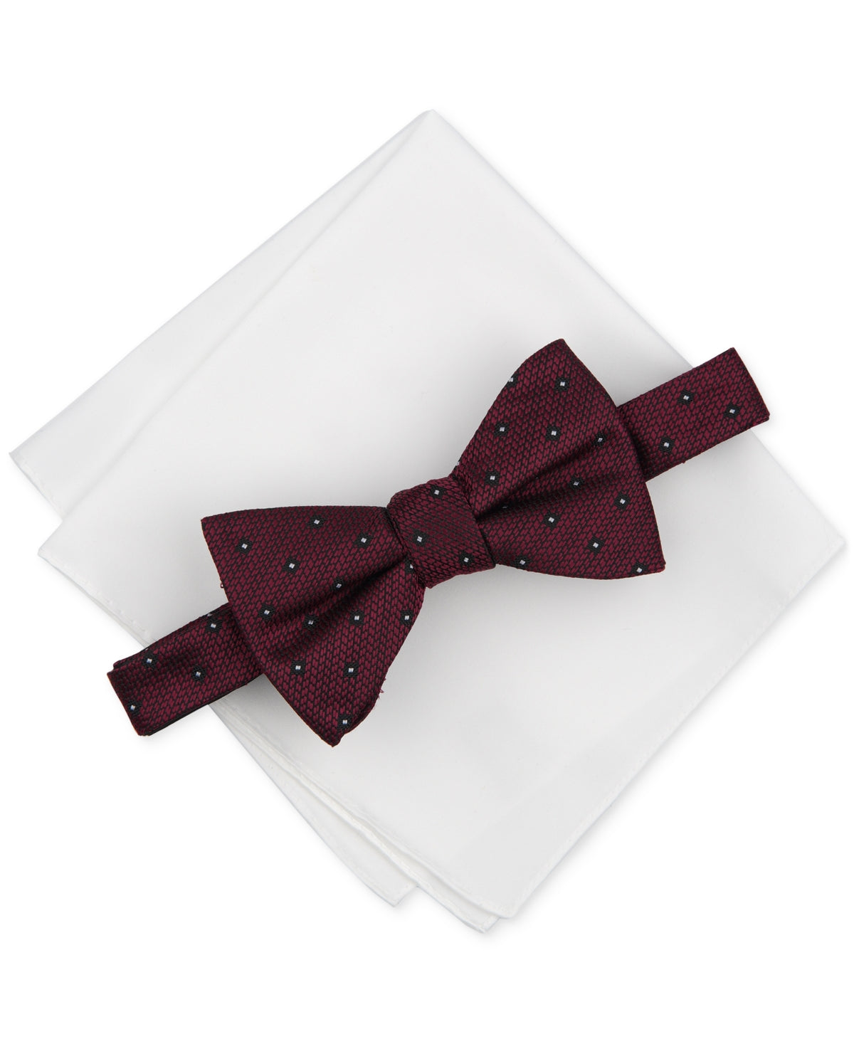 Alfani Mens Bow Tie Necktie Pocket Square Set One Size Red Burgundy