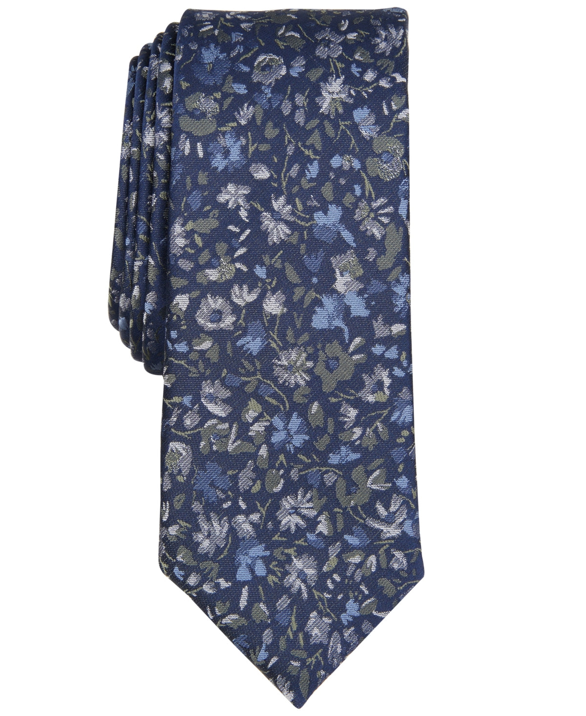 Bar III Mens Blue Floral Tie Necktie