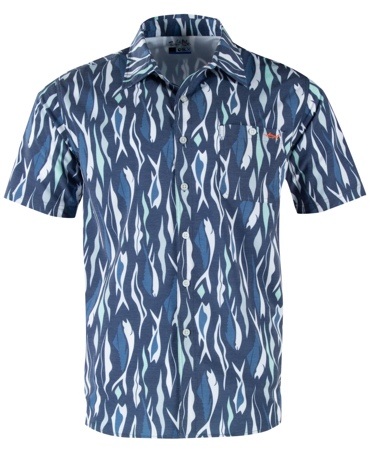 Salt Life Men's Call For Kelp Short Sleeve Button Down Shirt Blue XL