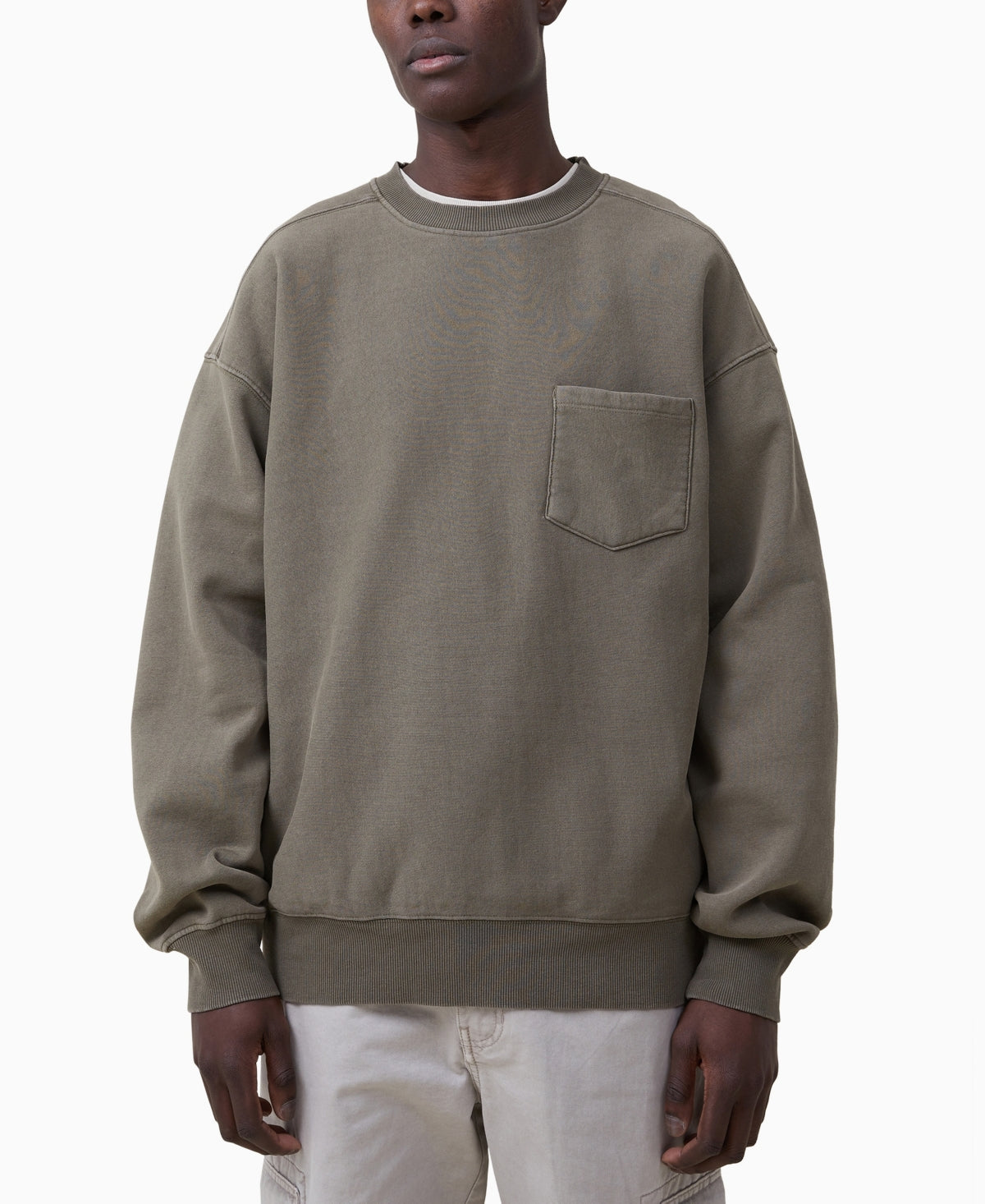 COTTON ON COTTON ON Mens Oversized Fleece Pullover Sweatshirt Jungle Khaki Small