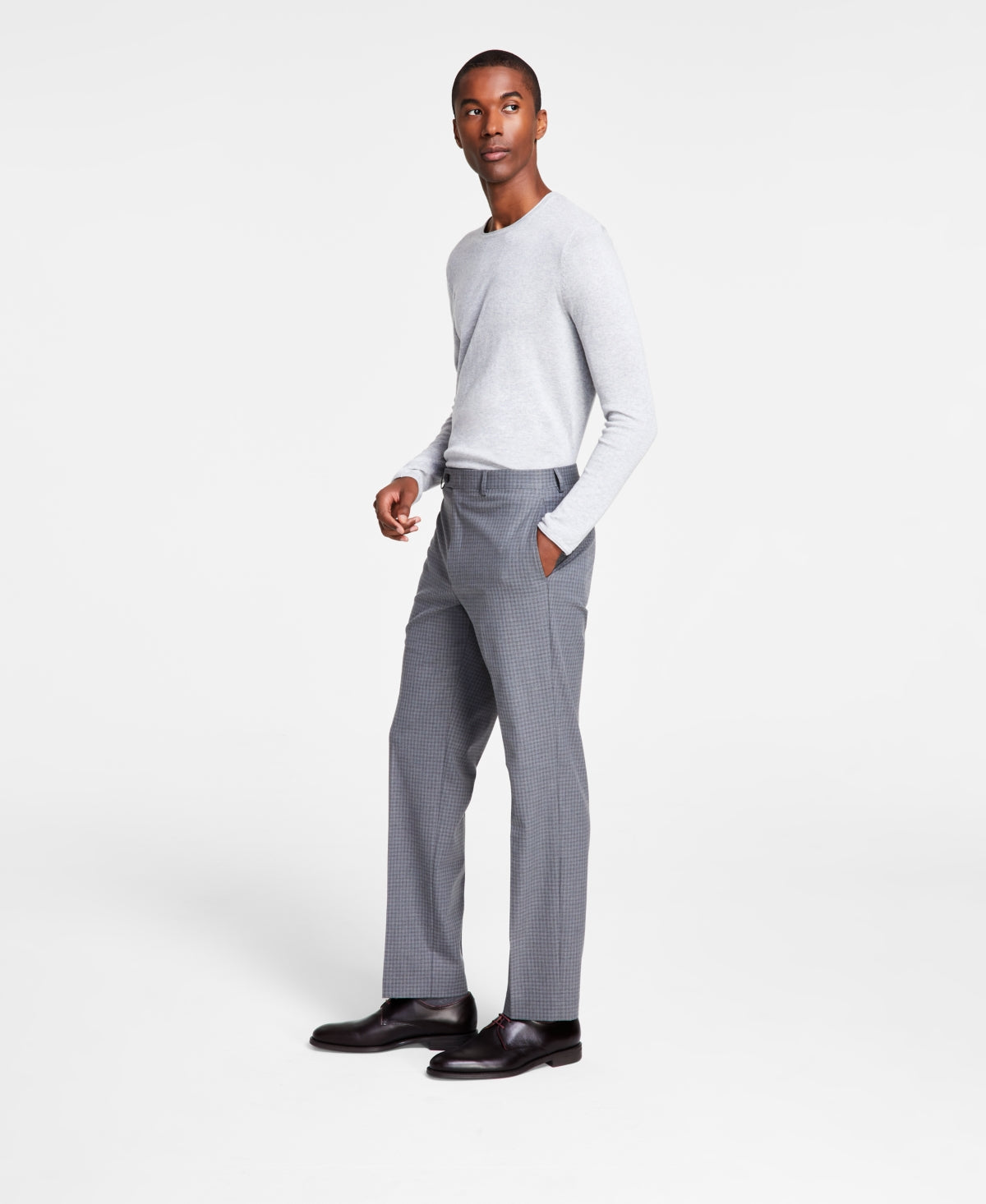 Michael Kors Men's Classic Fit Flat Front Dress Pants Light Grey 40 x 30