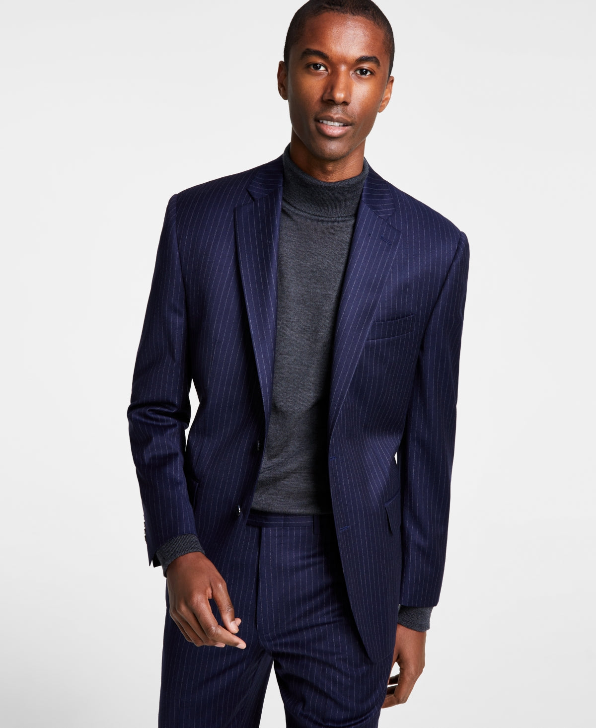 Michael Kors Mens Classic fit Suit Jacket Blazer 36 R Navy Blue Plaid Stretch