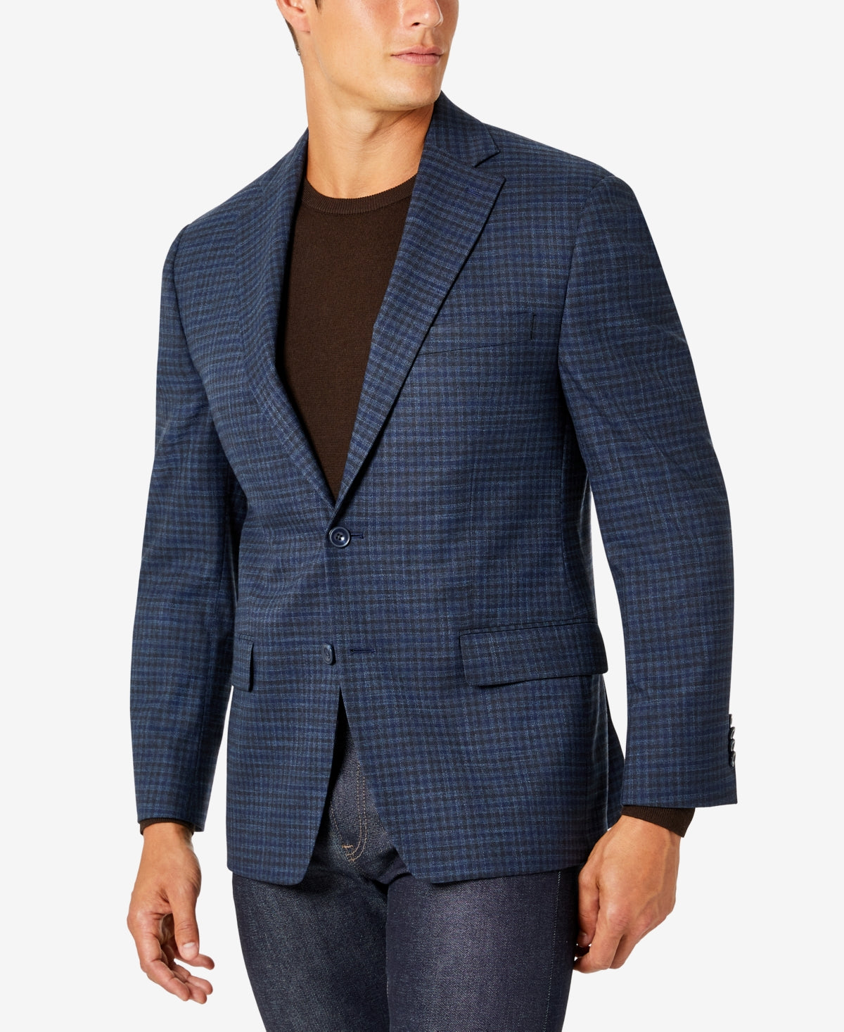 Michael Kors Mens Modern fit Sport Coat Blazer 36 R Blue Check