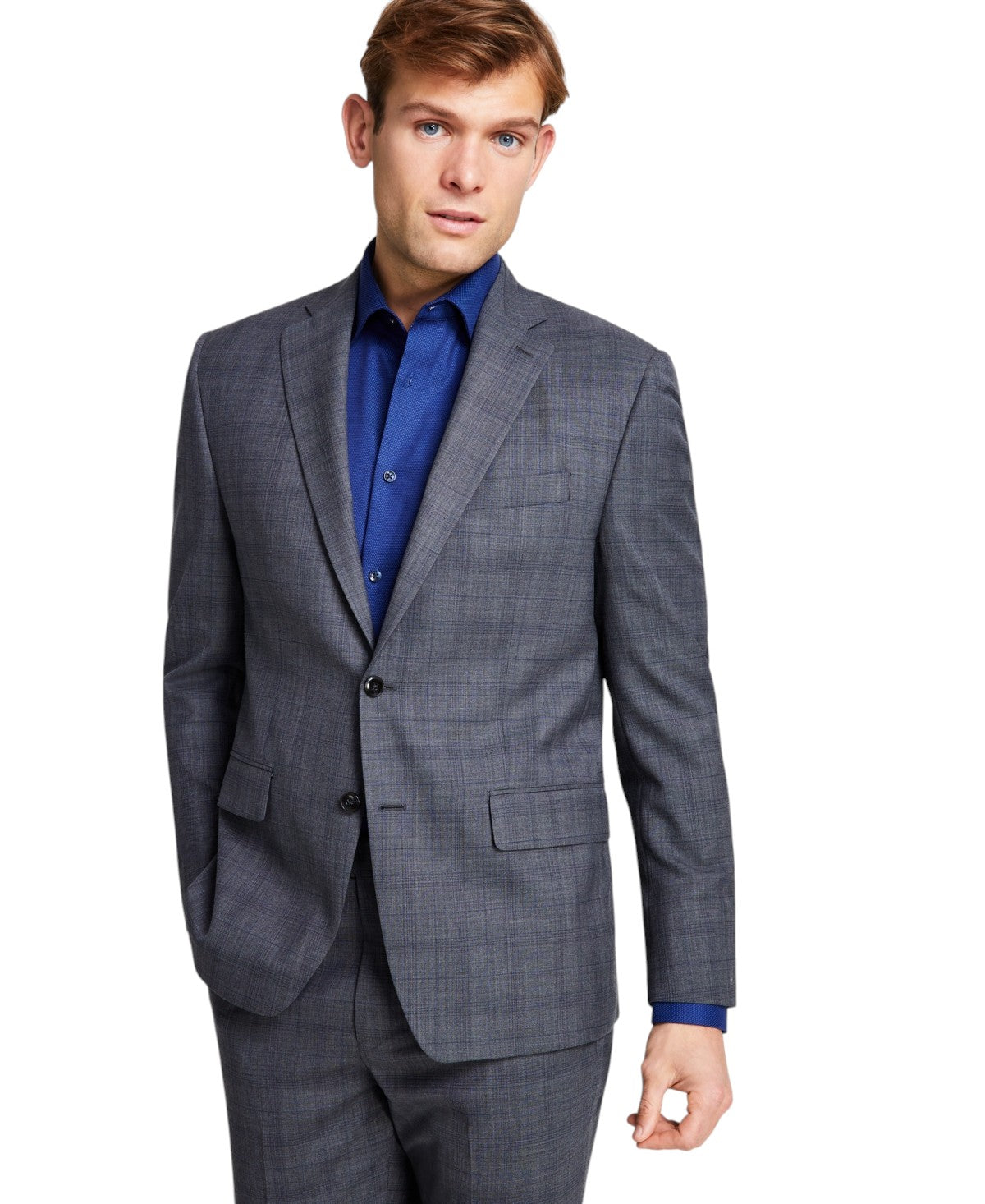 Michael Kors Mens Classic fit Suit Jacket Blazer 42 R Mid Grey Plaid Wool