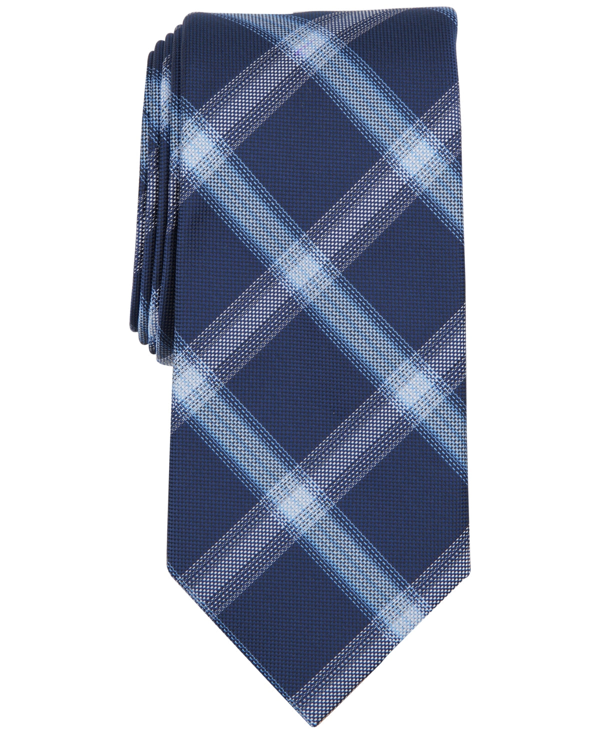 Michael Kors Mens Necktie Webster Plaid Tie Navy