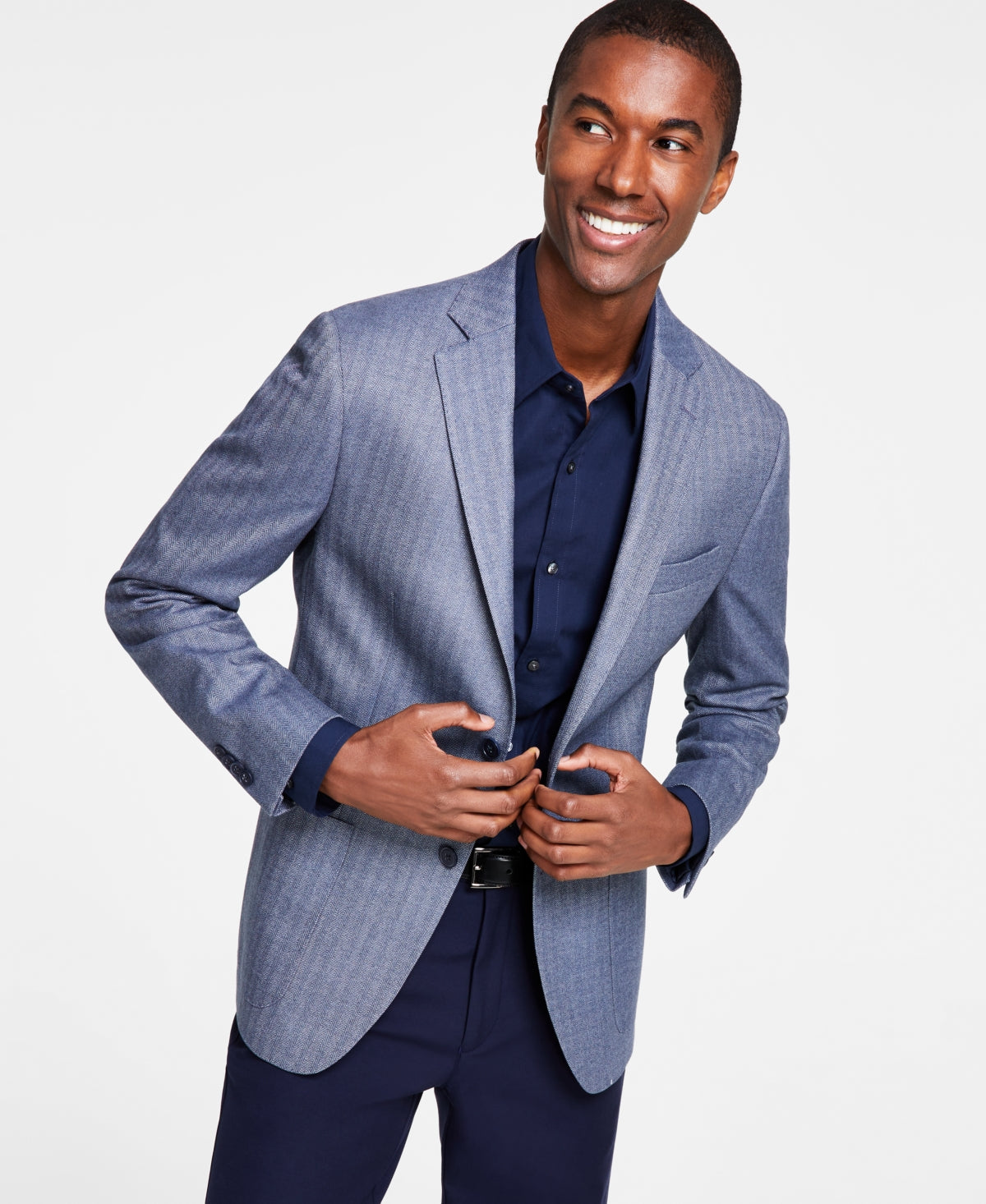 Michael Kors Mens Regular fit Sport Coat Blazer 48 R Light Blue Solid Stretch