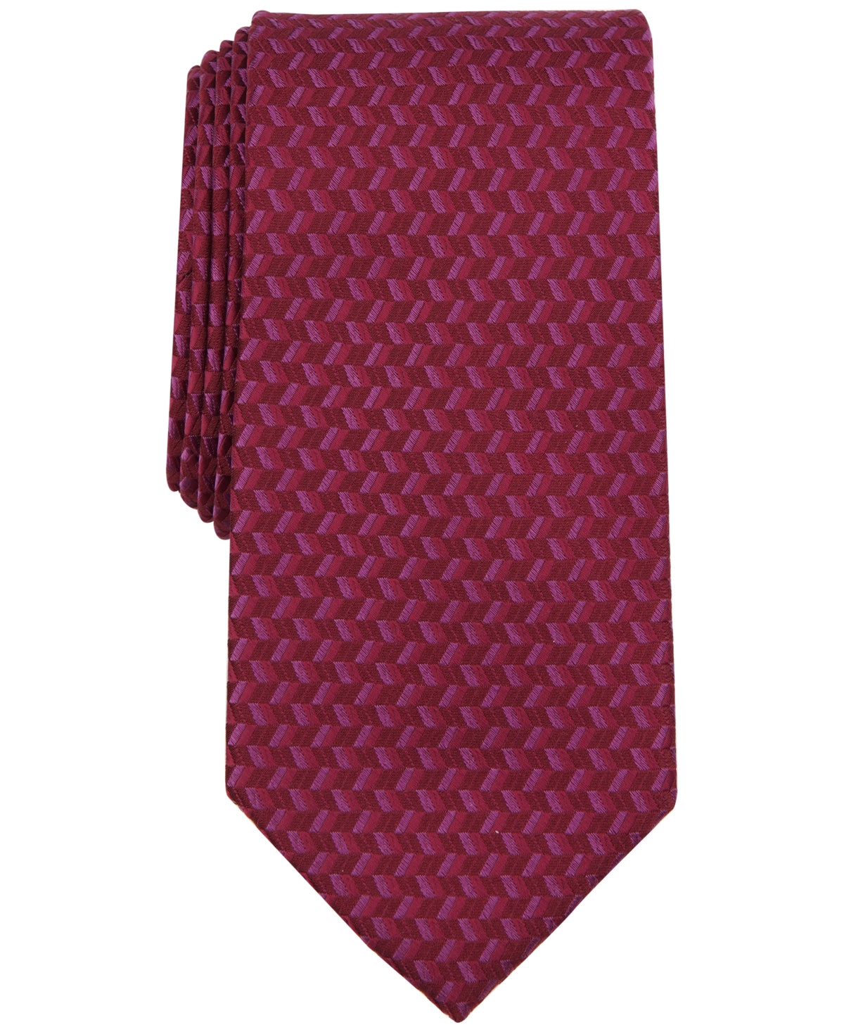 Michael Kors Mens Begley Geo Print Tie Burgundy Red Necktie