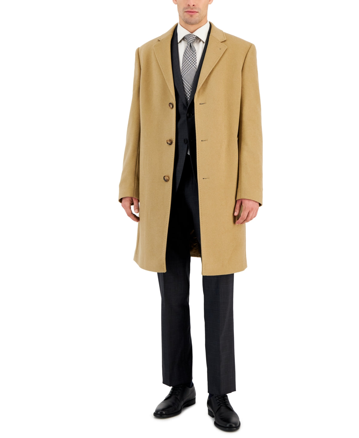Michael Kors Men's Classic Fit Luxury Wool Cashmere Blend Overcoat 38R Camel Tan