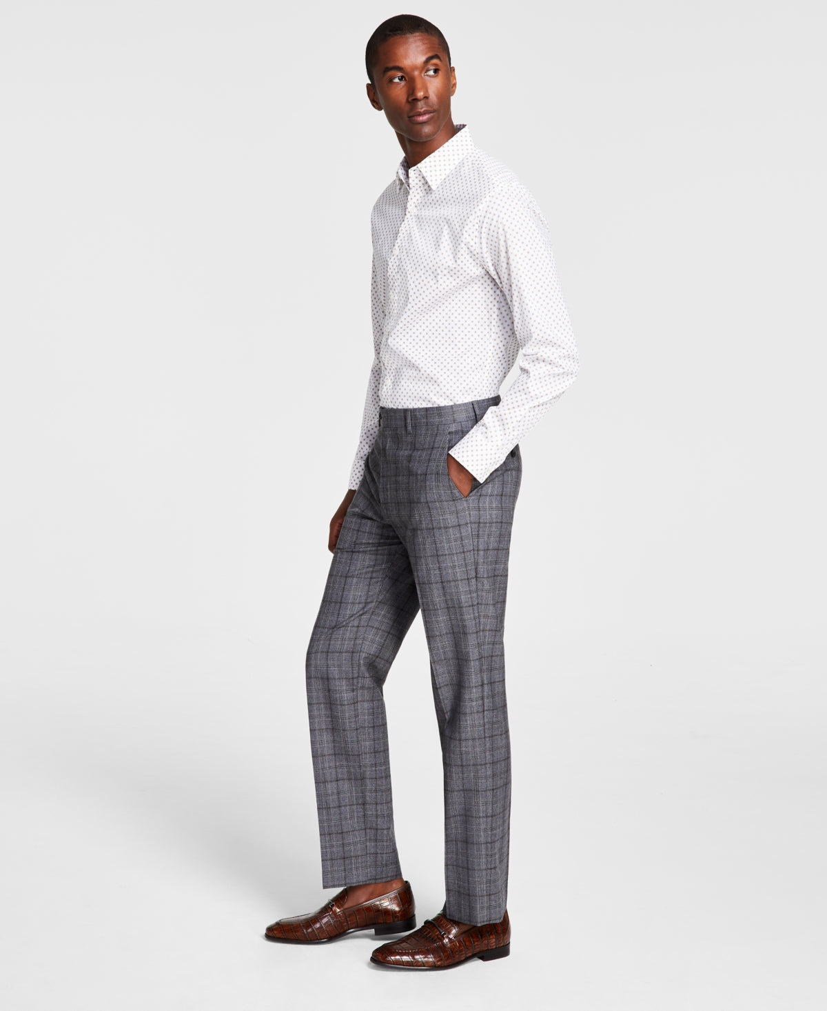 Michael Kors Mens Classic fit Dress Pants 44 / 32 Grey Plaid