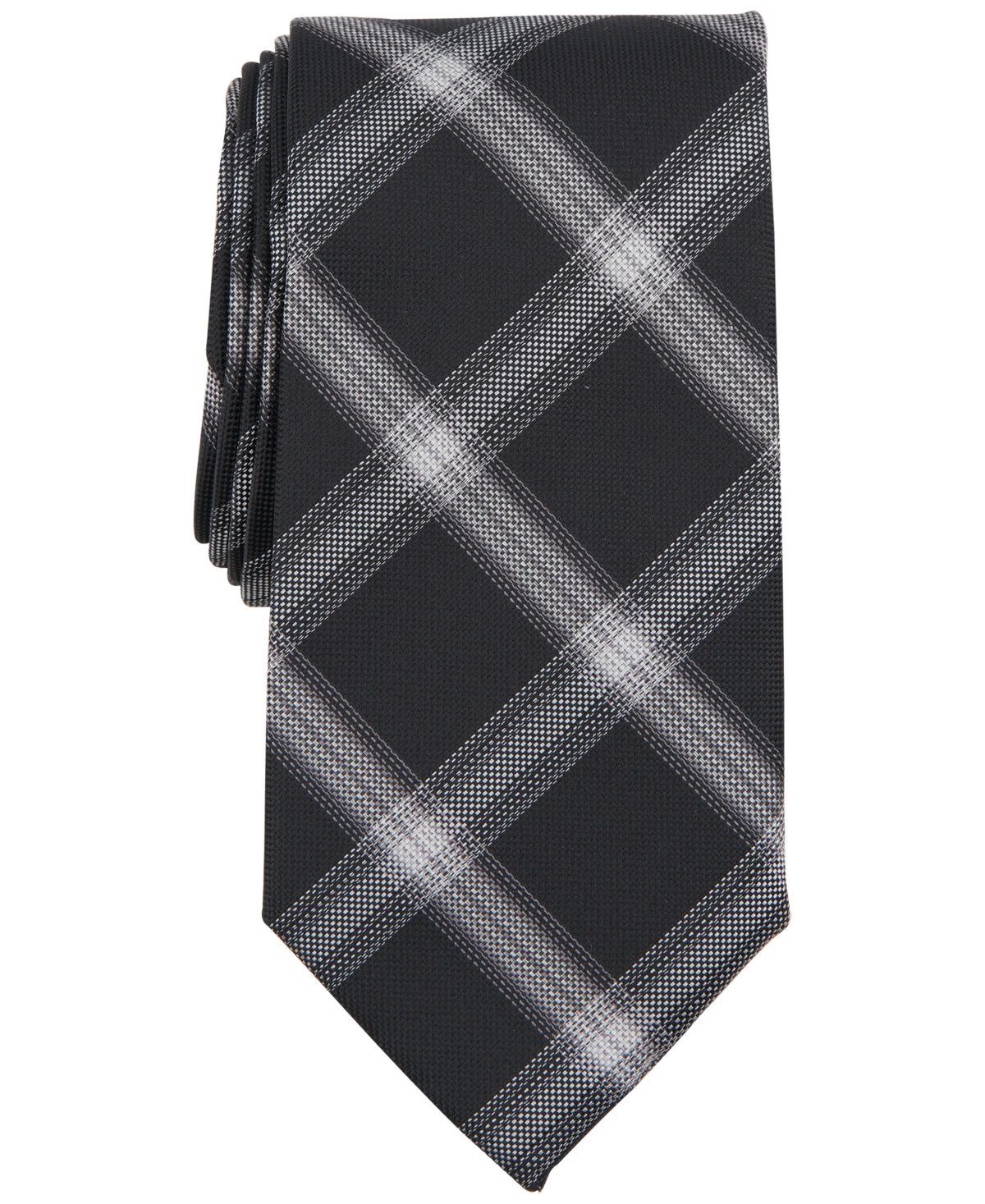 Michael Kors Mens Tie Necktie One Size Black Webster Plaid