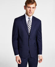 Michael Kors Mens Classic fit Suit Jacket Blazer 36 R Navy Blue Plaid Wool