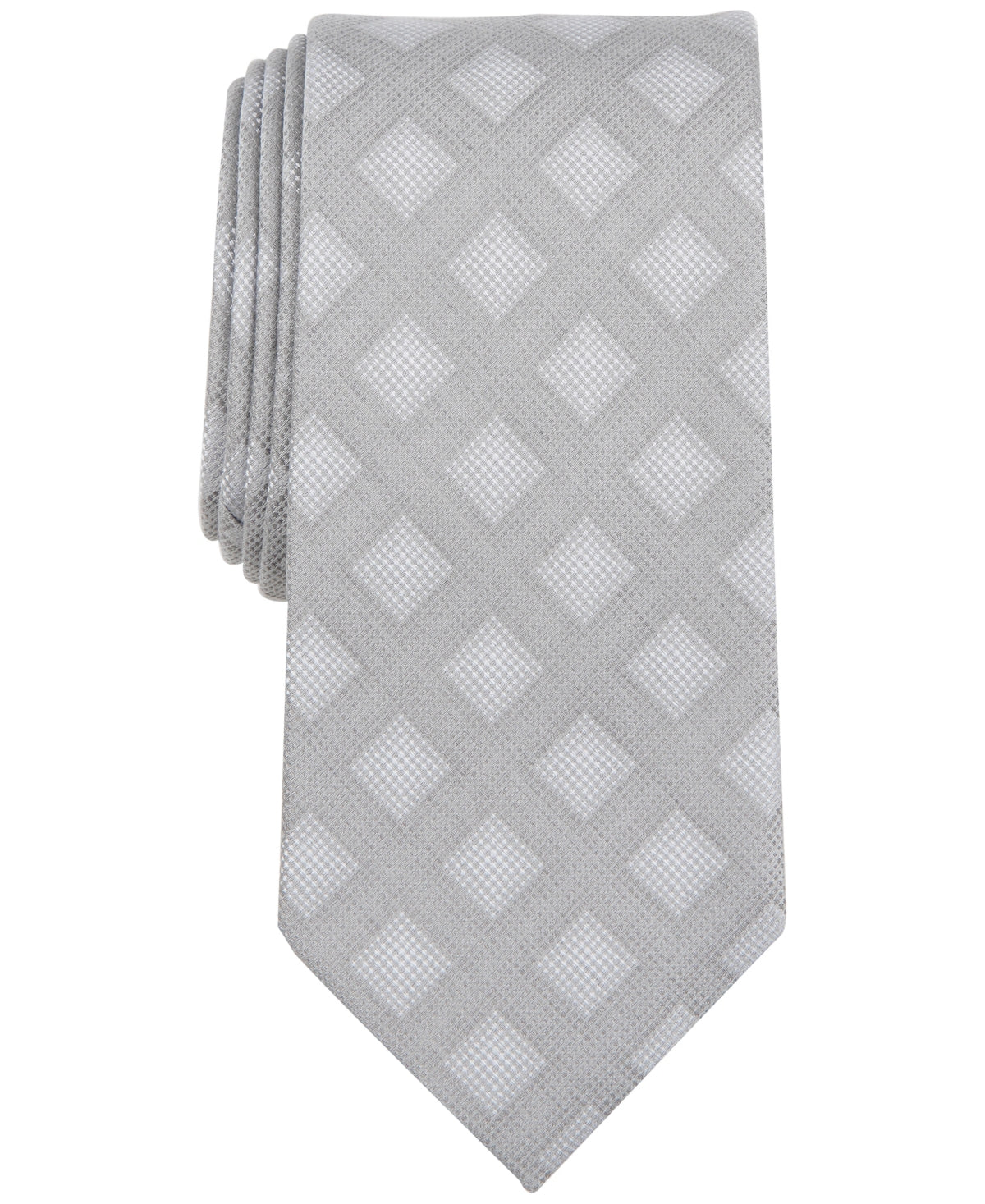 Michael Kors Mens Necktie Brookside Geo Print Tie Silver