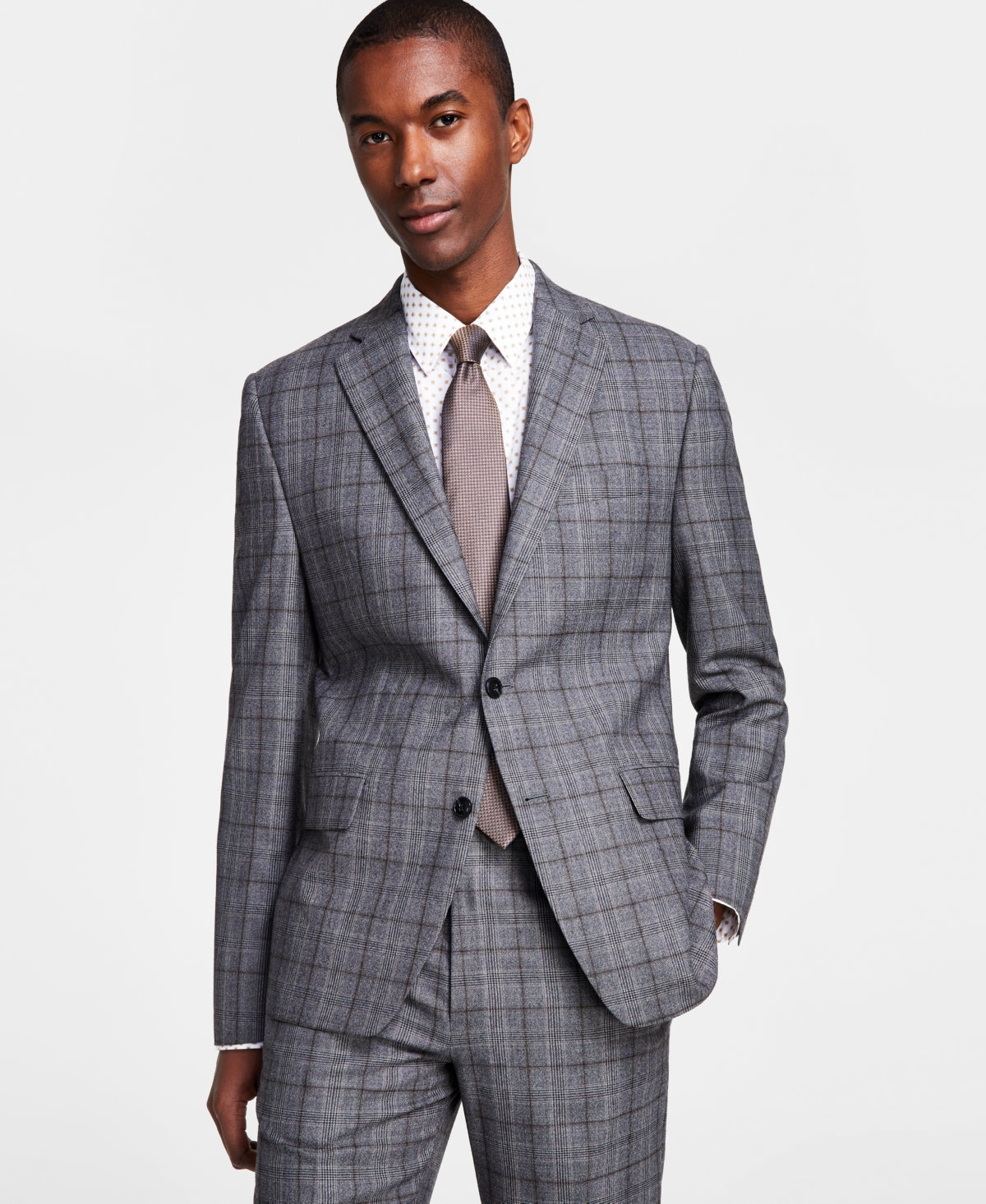 Michael Kors Mens Classic fit Suit Jacket Blazer 36 S Grey Plaid