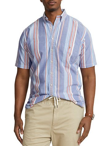 Polo Ralph Lauren Mens Big and Tall Button Down Oxford Shirt Navy White 4XL