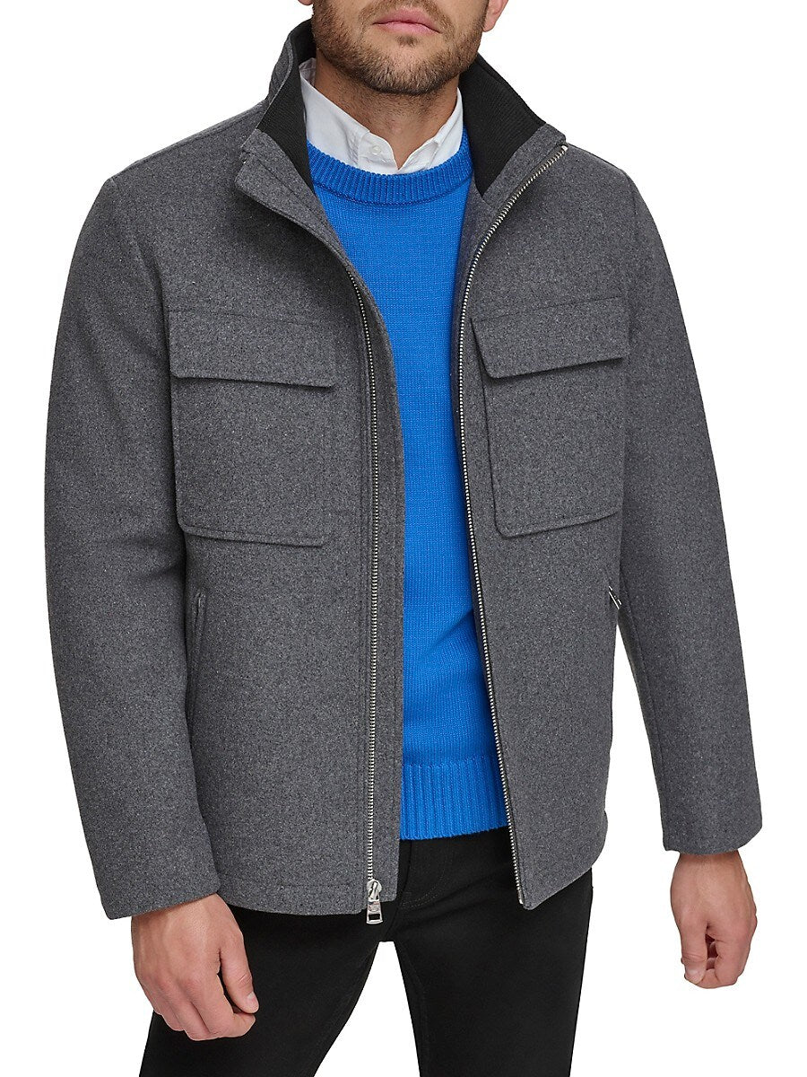 Calvin Klein Men's Hipster Jacket Coat Zip Out Hood Charcoal Grey Medium