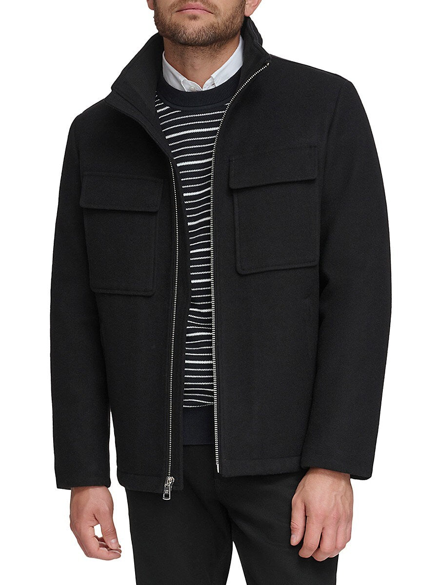 Calvin Klein Men's Hipster Full Zip Jacket Coat Zip Out Hood Black XXL