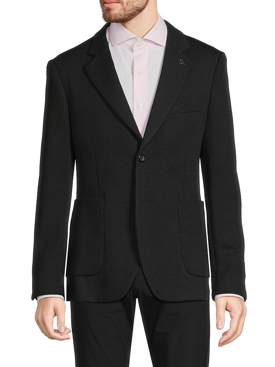 Tom Baine Mens Slim fit Sport Coat Blazer Medium Black Solid Stretch