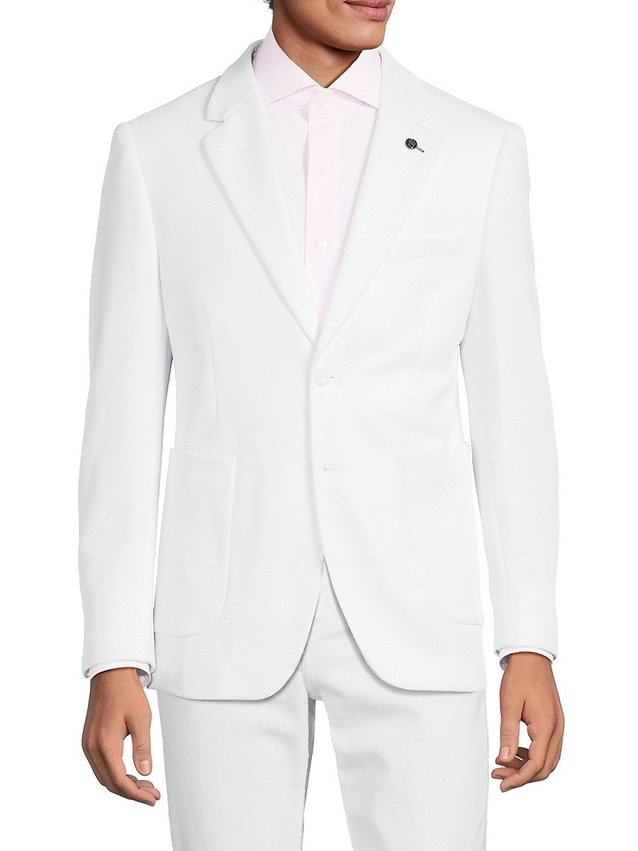 Tom Baine Mens Slim fit Sport Coat Blazer 42 R White Solid Stretch