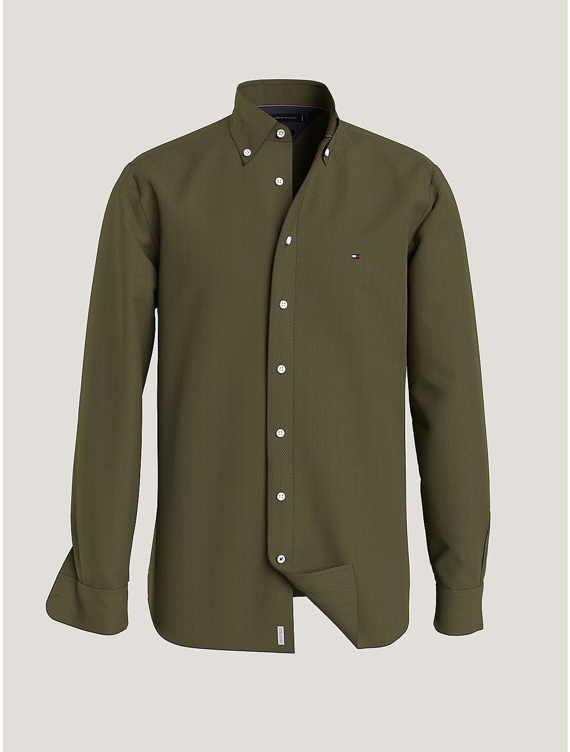 Tommy Hilfiger Mens Regular Fit Flex Button Up Shirt Green XL