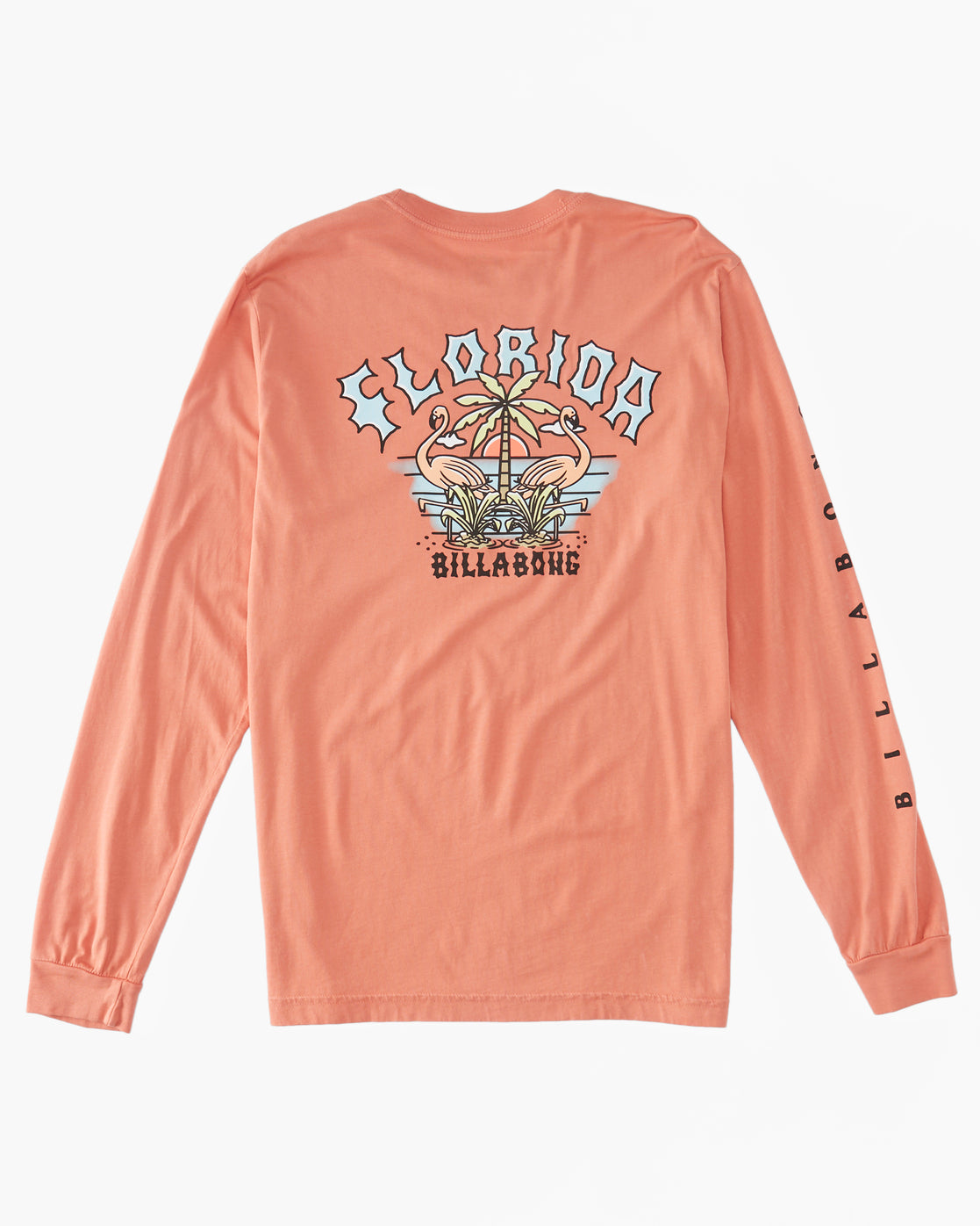 Billabong Mens Flamingo Arch Long Sleeve T Shirt Orange Medium