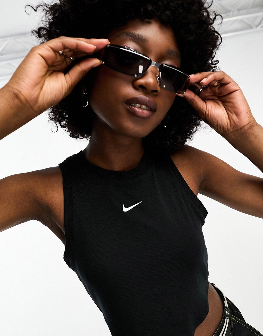 Nike Women Regular fit Sleeveless Tank Top Shirt XS Black Solid