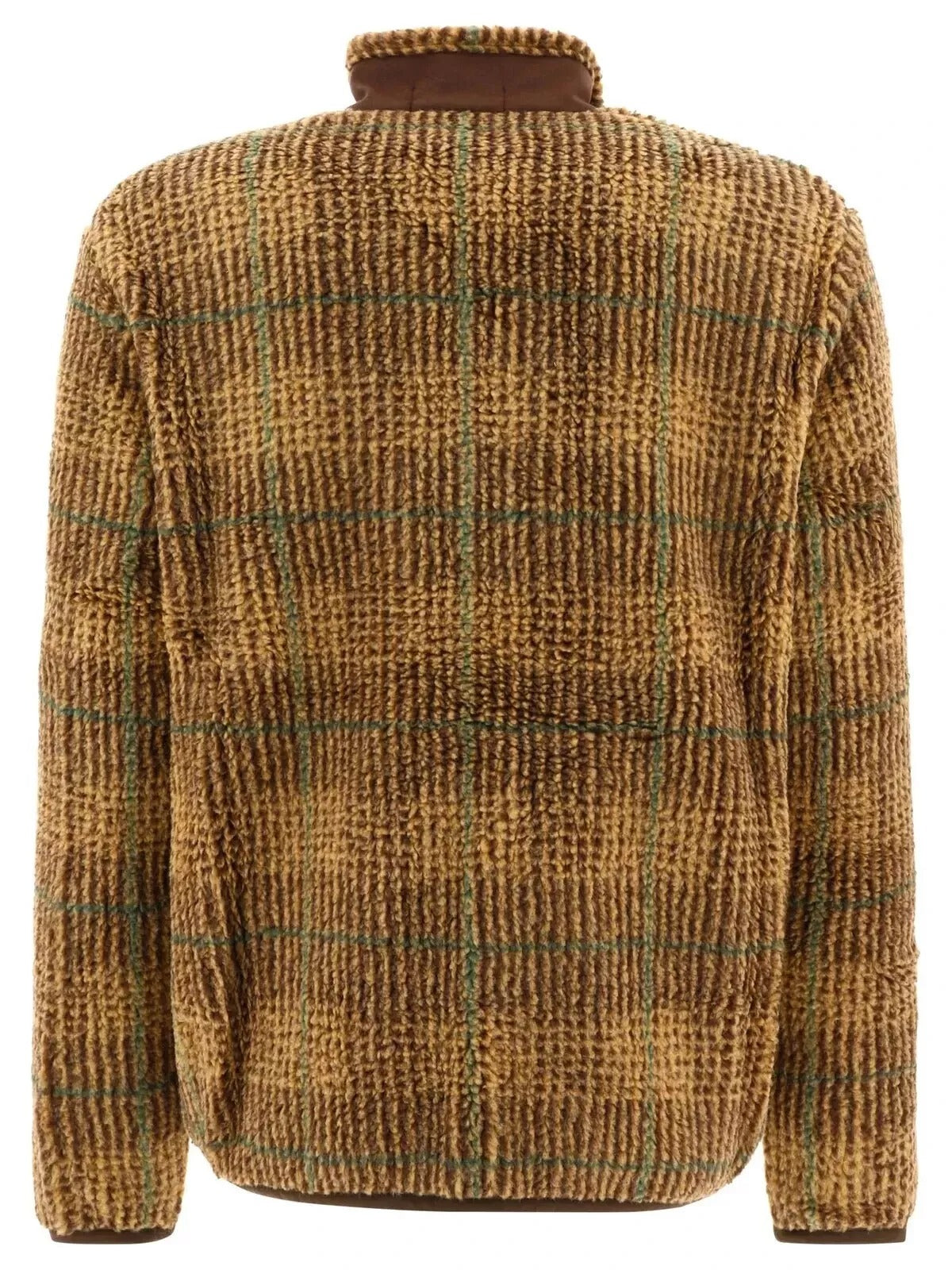 Polo Ralph Lauren Mens Brown Glen Plaid Pile Fleece Jacquard Bomber Jacket Large