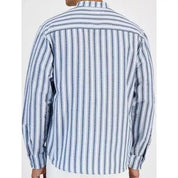 And Now This Men's Banded Collar Seersucker Shirt Large Open Blue