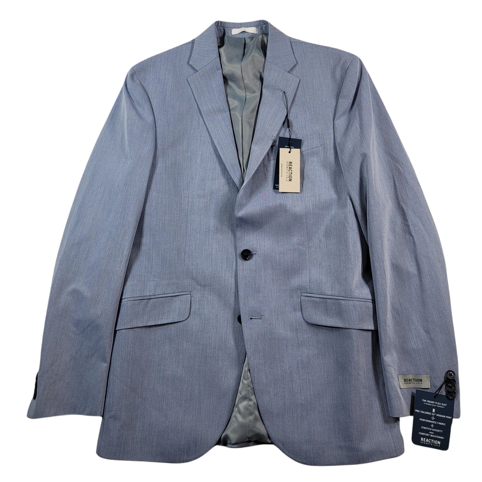 Kenneth Cole Mens Slim fit Suit Jacket Blazer 38 S Light Blue Solid Stretch