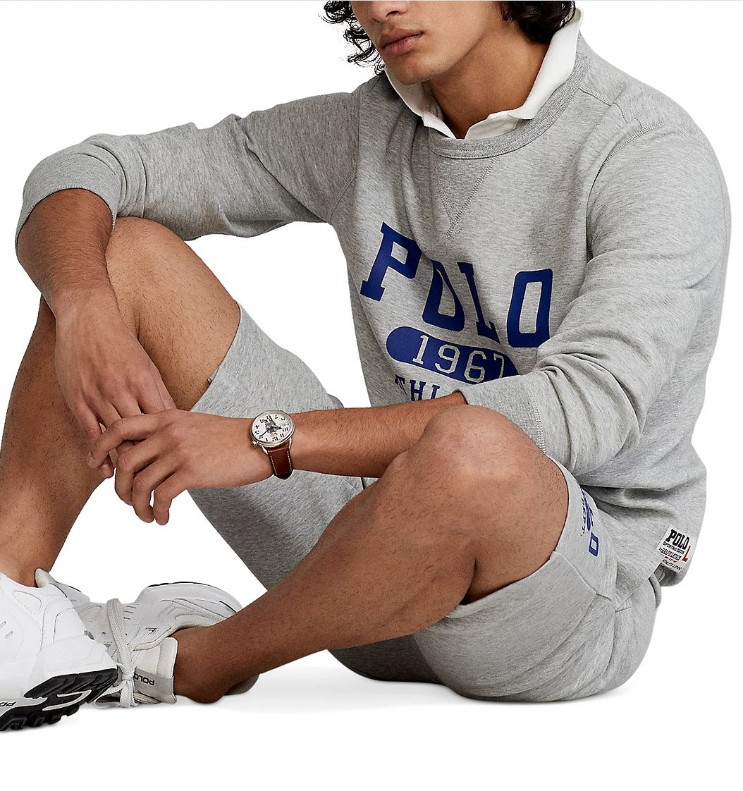Polo Ralph Lauren Mens Logo Double-Knit Sweatshirt L Andover Heatheractive Royal S/S