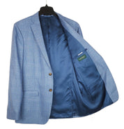 Lauren Ralph Lauren Classic-Fit Wool Silk Linen Sport Coat Lt Blue Plaid 44R