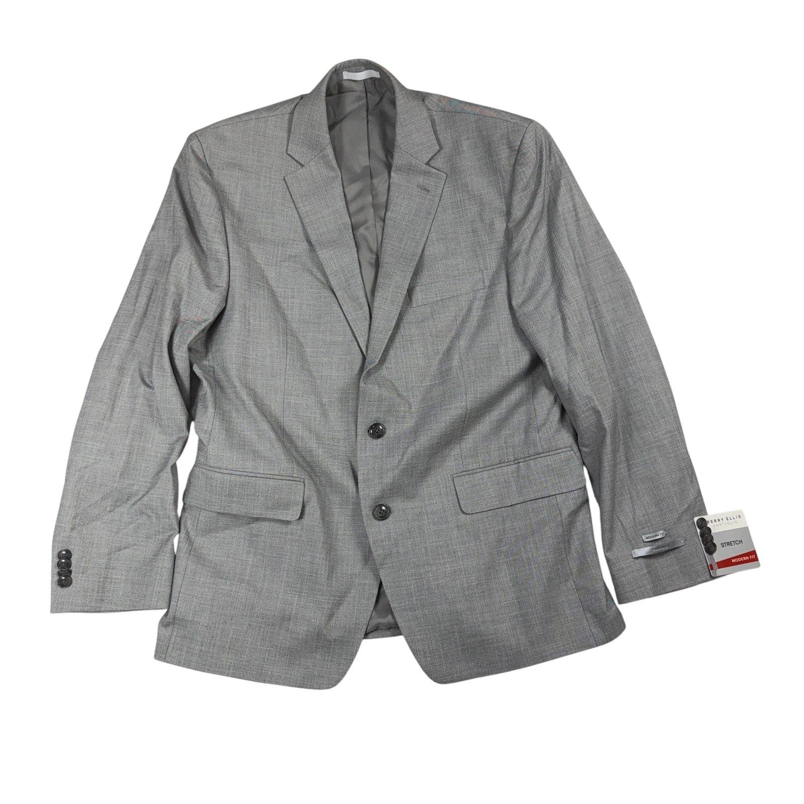 Perry Ellis Portfolio Mens Modern fit Suit Jacket Blazer 38 R Light Grey Stretch