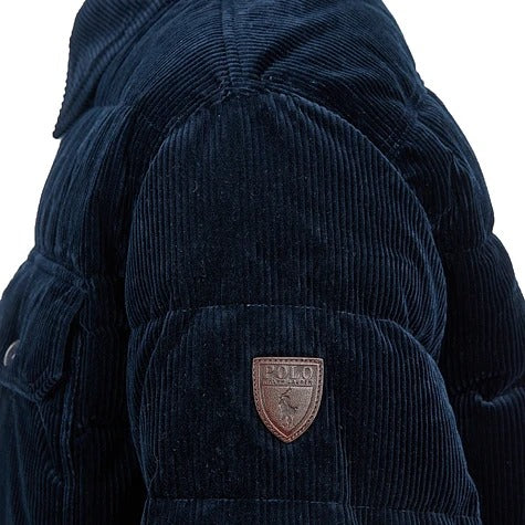 Polo Ralph Lauren Mens Cotton Corduroy Quilted Down Jacket Small Navy Blue