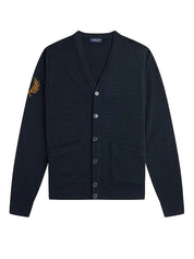Fred Perry Mens Laurel Wreath Cardigan Sweater Small Navy Blue