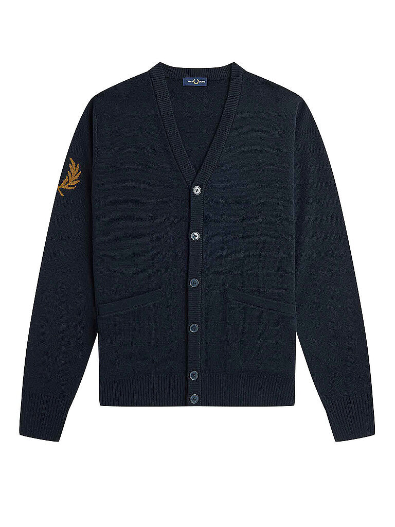 Fred Perry Mens Laurel Wreath Cardigan Sweater XXL 2XL Navy Blue
