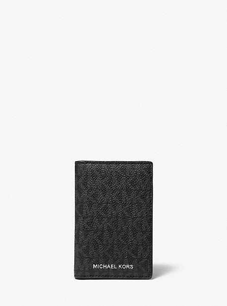 Michael Kors Men's Signature Folding Card Case Wallet Black