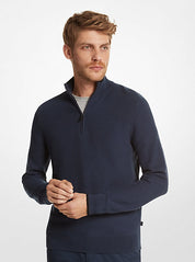 Michael Kors Men's Textured Quarter-Zip Sweater Midnight XL