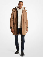 Michael Kors Mens Faux-Fur-Trim Hooded Parka Coat Medium Dark Camel Brown