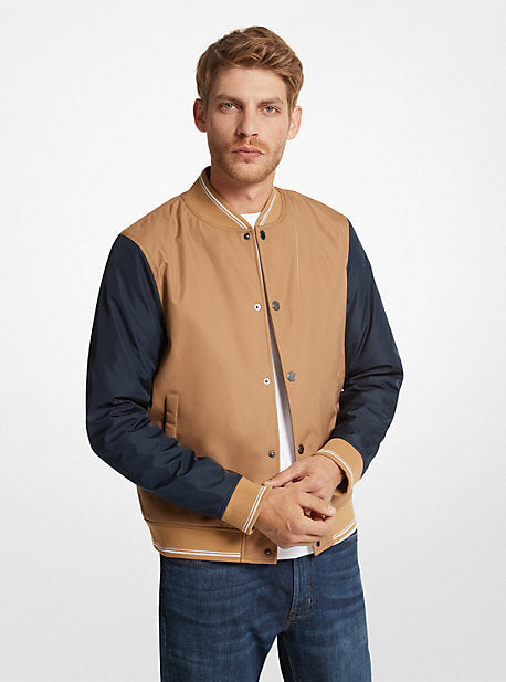 Michael Kors Mens Baseball Jacket Coat Medium Light Brown