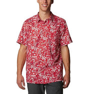 Columbia Mens Super Slack Tide Button Down Camp Shirt Red Kona Small