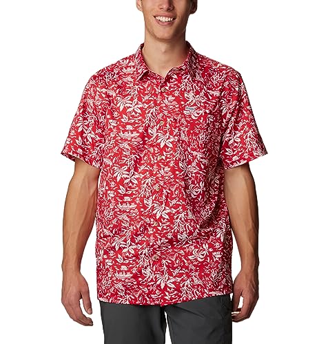 Columbia Mens Super Slack Tide Button Down Camp Shirt Red Kona Small
