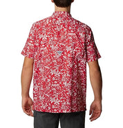 Columbia Mens Super Slack Tide Button Down Camp Shirt Red Kona Small