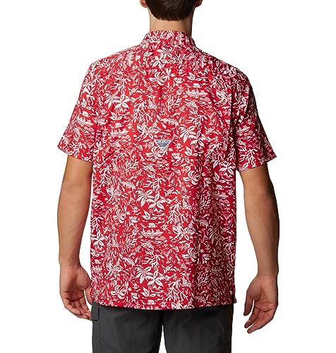 Columbia Mens Super Slack Tide Button Down Camp Shirt Red Kona Small