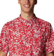 Columbia Mens Super Slack Tide Button Down Camp Shirt Red Kona Small