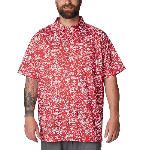 Columbia Mens Super Slack Tide Button Down Camp Shirt Red Kona Small