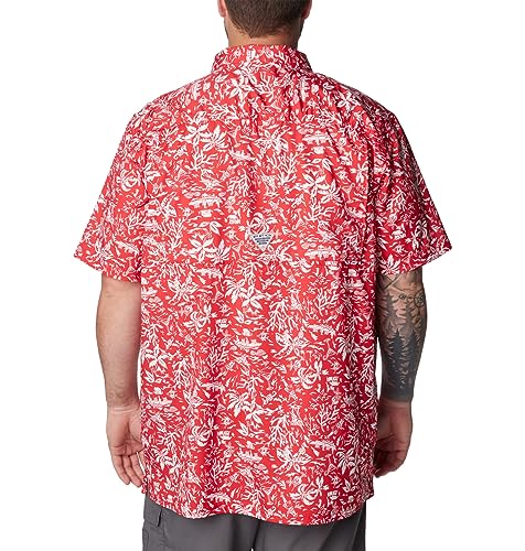 Columbia Mens Super Slack Tide Button Down Camp Shirt Red Kona Small